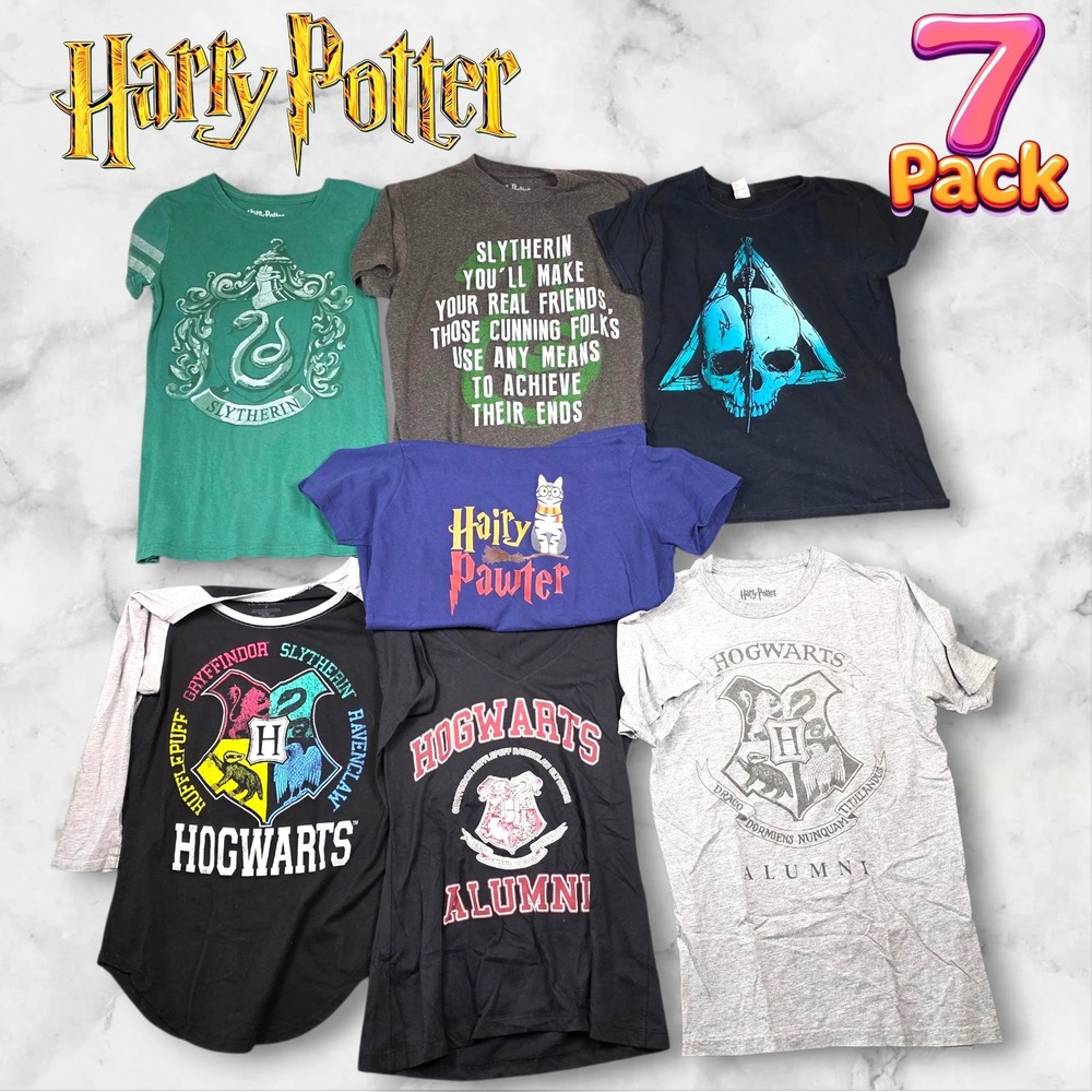 Harry Potter T-Shirt Bundle Women Small Medium Slytherin Hogwarts 7pk Bookish
